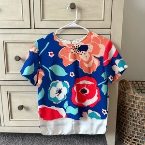 Kate Spade Blue and Red Floral Short Sleeve Tee